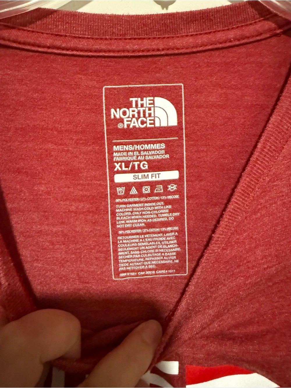 The North Face Red Short-Sleeve Logo Tee with American Flag Accent